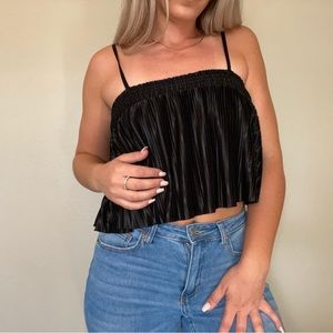 Black BP pleated crop top